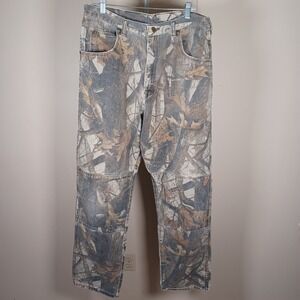 Wrangler Y2K Camo Double Knee Real Tree Baggy Hunting Workwear Pants 38x34